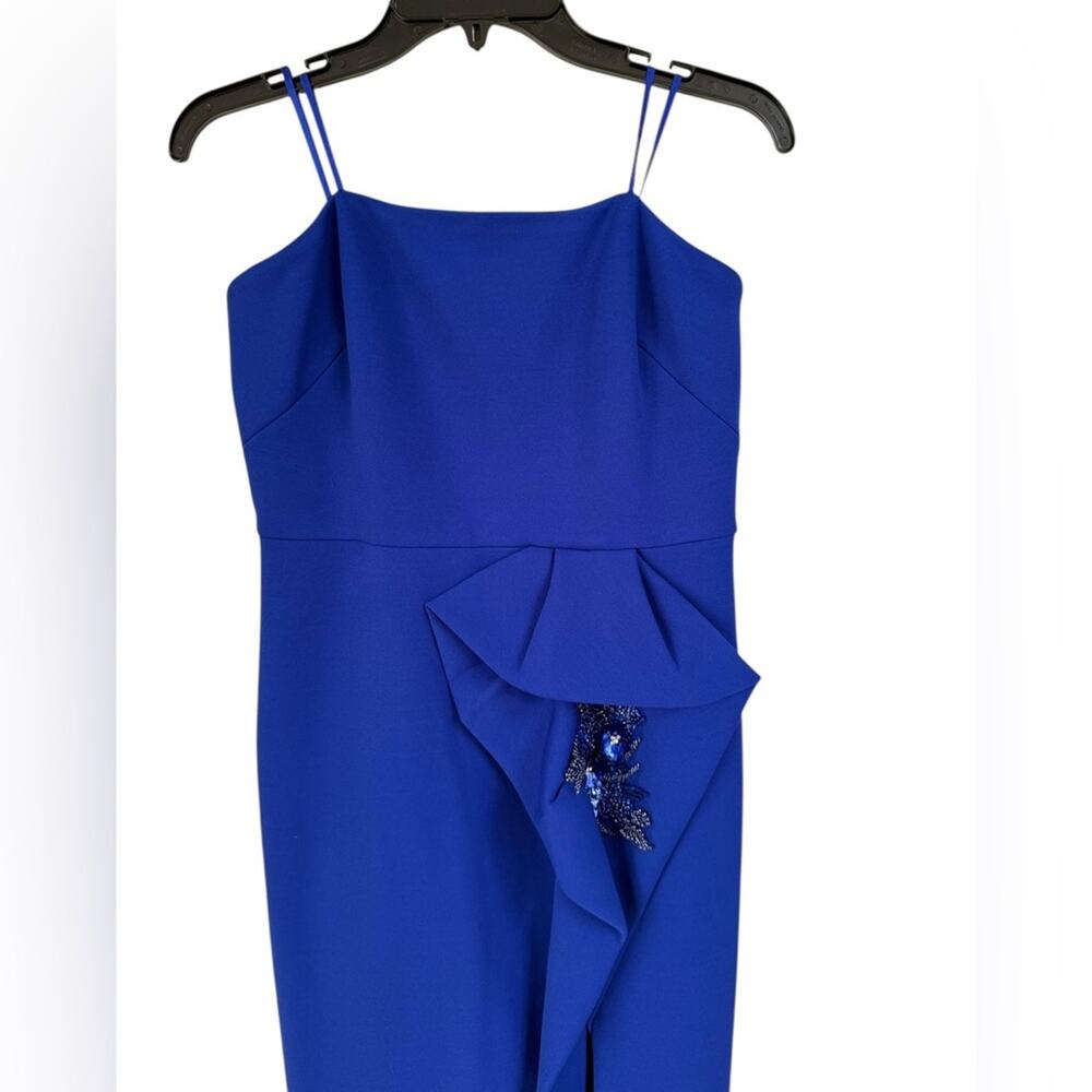 NWT Aidan Mattox Strapless Bonded Crêpe Appliqué Cocktail Indigo Dress – Sz 6 - Picture 10 of 14